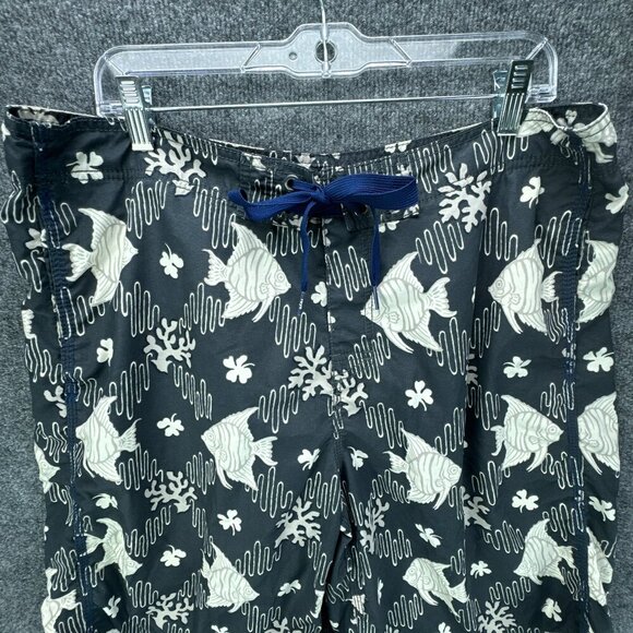 Reyn Spooner Board Shorts Mens 36 Gray 10" Inseam Fish All Over Print Pockets - Picture 2 of 13